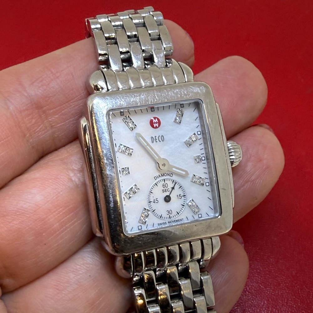 Authentic Michele Deco 16  Diamond Dial 29mm Stainless Steel Watch MW06V00A0046 - Picture 2 of 7